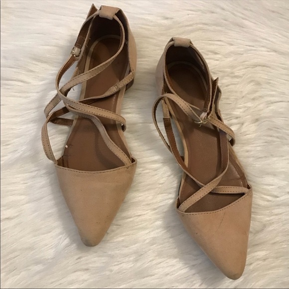 Shoes - Tan Nude Wrap Pointed Toe Doll Sandals